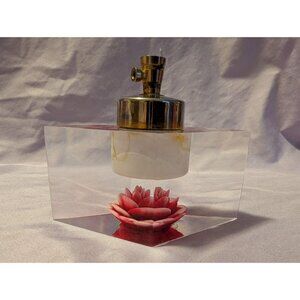 Vintage Evans Lucite Atomizer Perfume Bottle With Pink Rose Design
